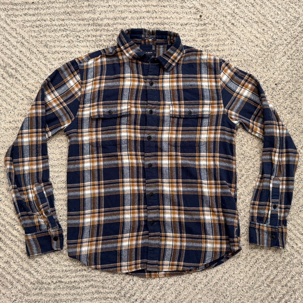 Lucky Brand Blue and Tan Casual Button Down Shirt